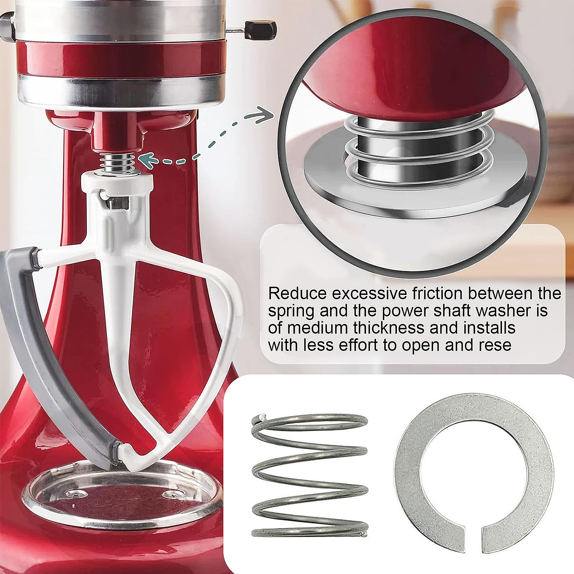 4 sztuki sprężyn i podkładki ze stali nierdzewnej do miksera stojącego Kitchen Aid, akcesoria zamienne, kompatybilne z mikserem stojącym Kitchen Aid 3,5/4/5/6/7/8 Quar