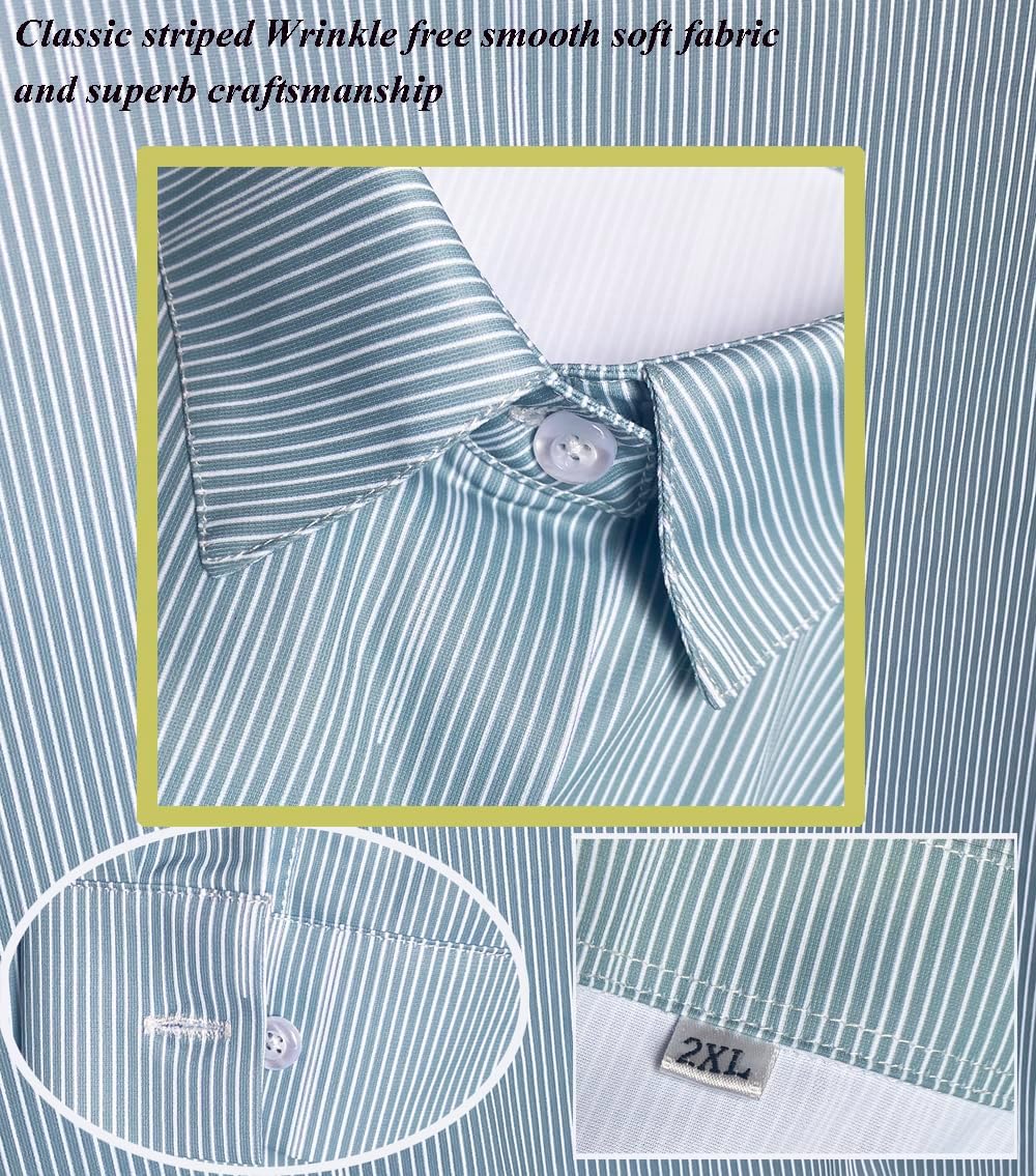 Wrinkle Free V Neck Button Down Tops for Women Long Sleeve Shirts,White Outfits Button Up Classic Formal Work Dress Blouses - Image 3