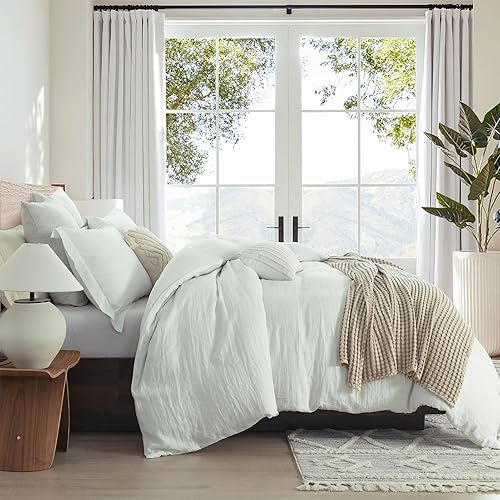 Miniatura 2 de Bedduvit Linen Duvet Cover Queen - 3 Pieces Cotton Linen Duvet Cover Set,Soft Natural Linen Duvet Cover Queen with Solid Color Breathable Luxucious
