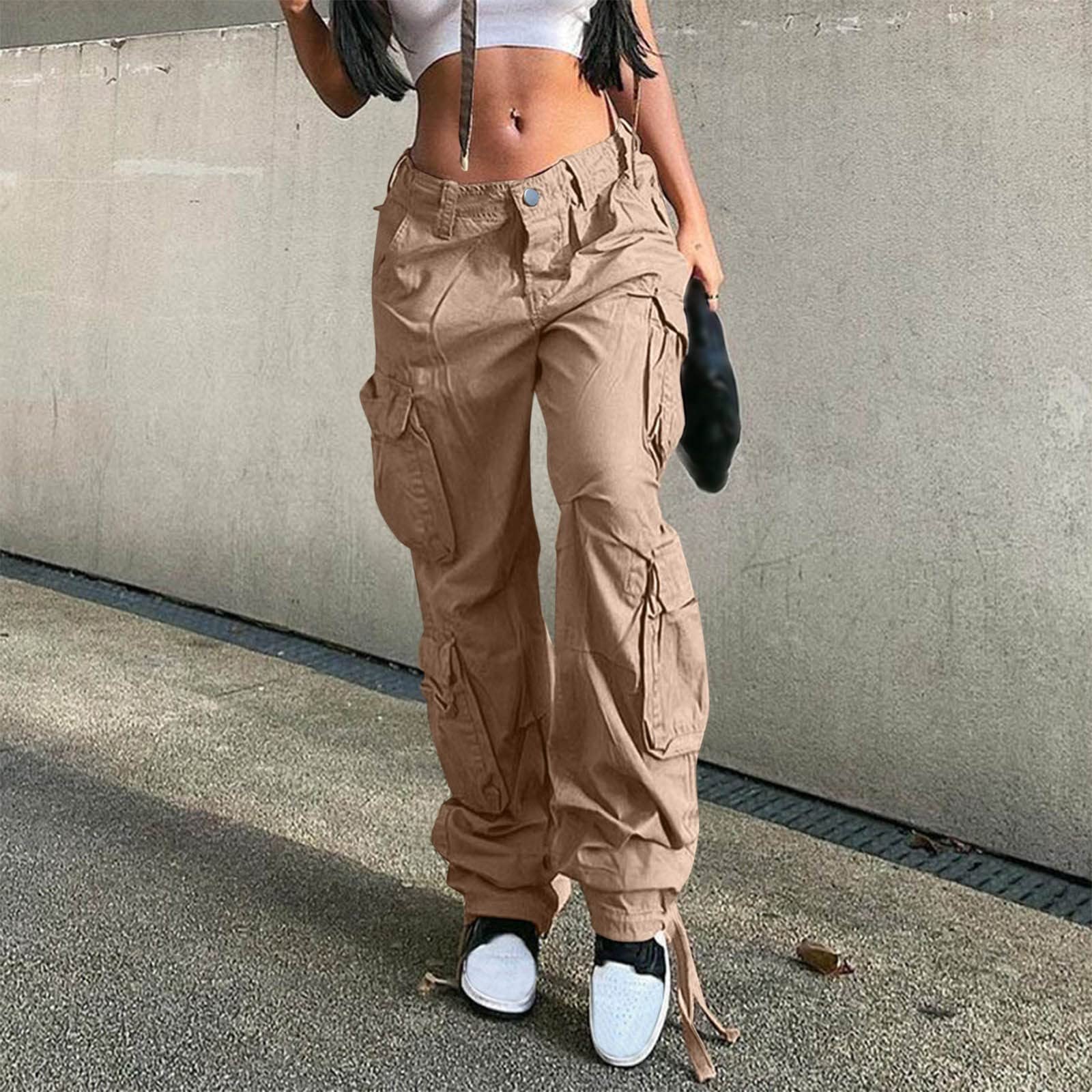 Sommerhose Damen Leicht Lang Arbeitshosen Baggy Jogginghose Gummibund Streetwear Hosen Fitness Wanderhose Teenager Mädchen Freizeithose mit Elastischen Knöcheln Cargo Pants
