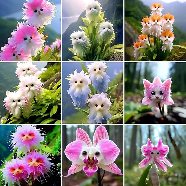 Roadoor Cat Face Orchidées Samen Selthènes Orchidées Mehrjährige Blumen Samen Nicht-Gvo Duft Orchidées Samen Anziehen Kolibriden Schmetterlinge für Innenbalkon Garten im Freien A 500 pièces - 5