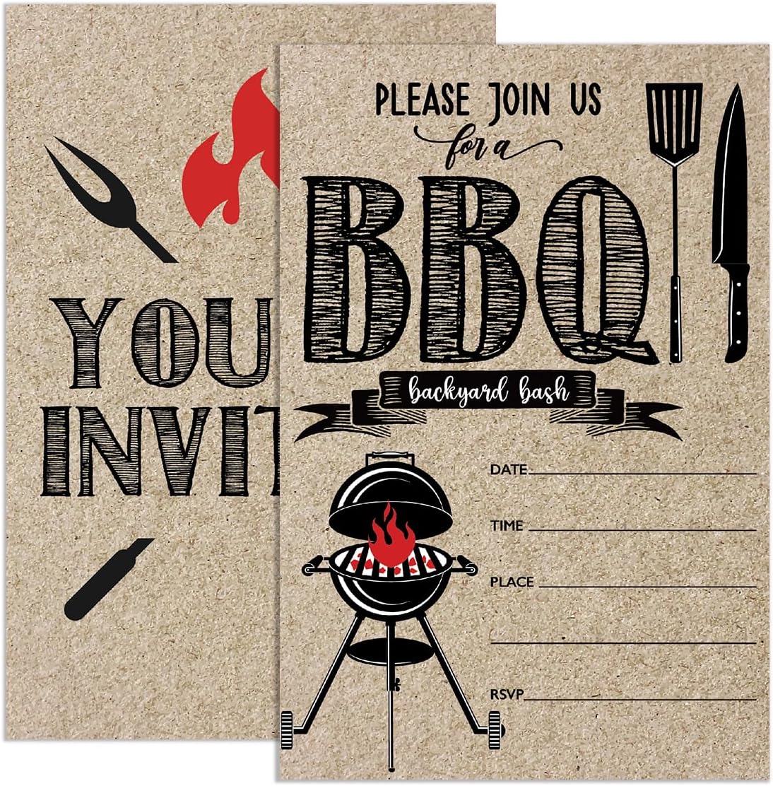 UDNADKEX BBQ Party Invitations with Envelopes, Summer