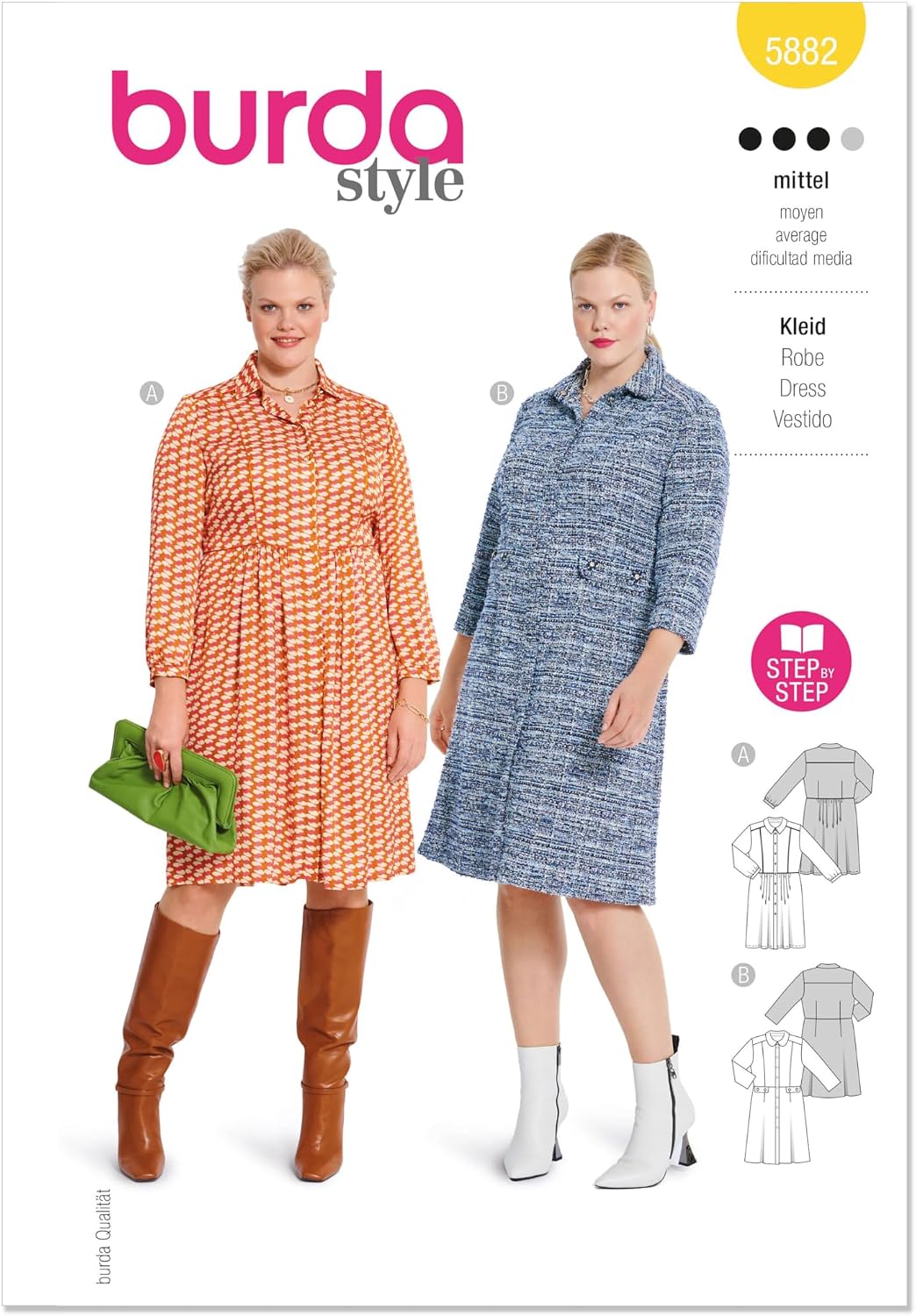 Burda Style X05882BURDA Misses' Shirt Dress Sewing Pattern Packet, Design Code B5882, Sizes 18-28 (44-54)