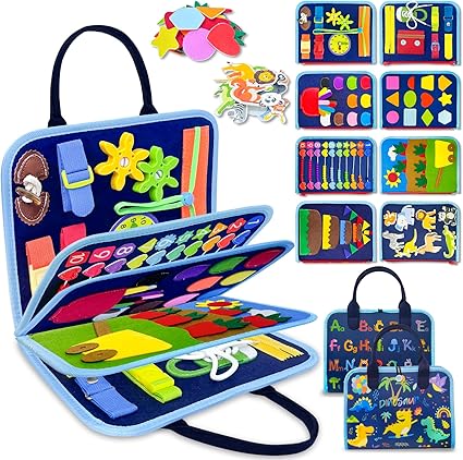 Exorany Busy Board Montessori Toys for Toddler Boy Birthday Gifts, Busy Book Sensory Learning Toys for Toddlers, Toddler Boy Airplane Car Travel Toy Educational Activities