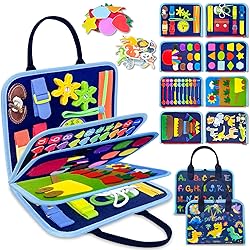 Exorany Busy Board Montessori Toys for Toddler Boy Birthday Gifts, Busy Book Sensory Learning Toys for Toddlers, Toddler Boy Airplane Car Travel Toy Educational Activities