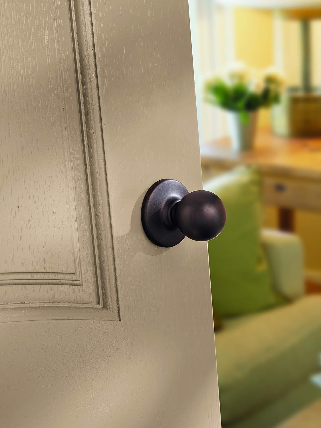 Kwikset Polo Interior Passage Door Knob, Handle For Closet and Hallway Doors, Non-Locking Doorknob, Venetian Bronze