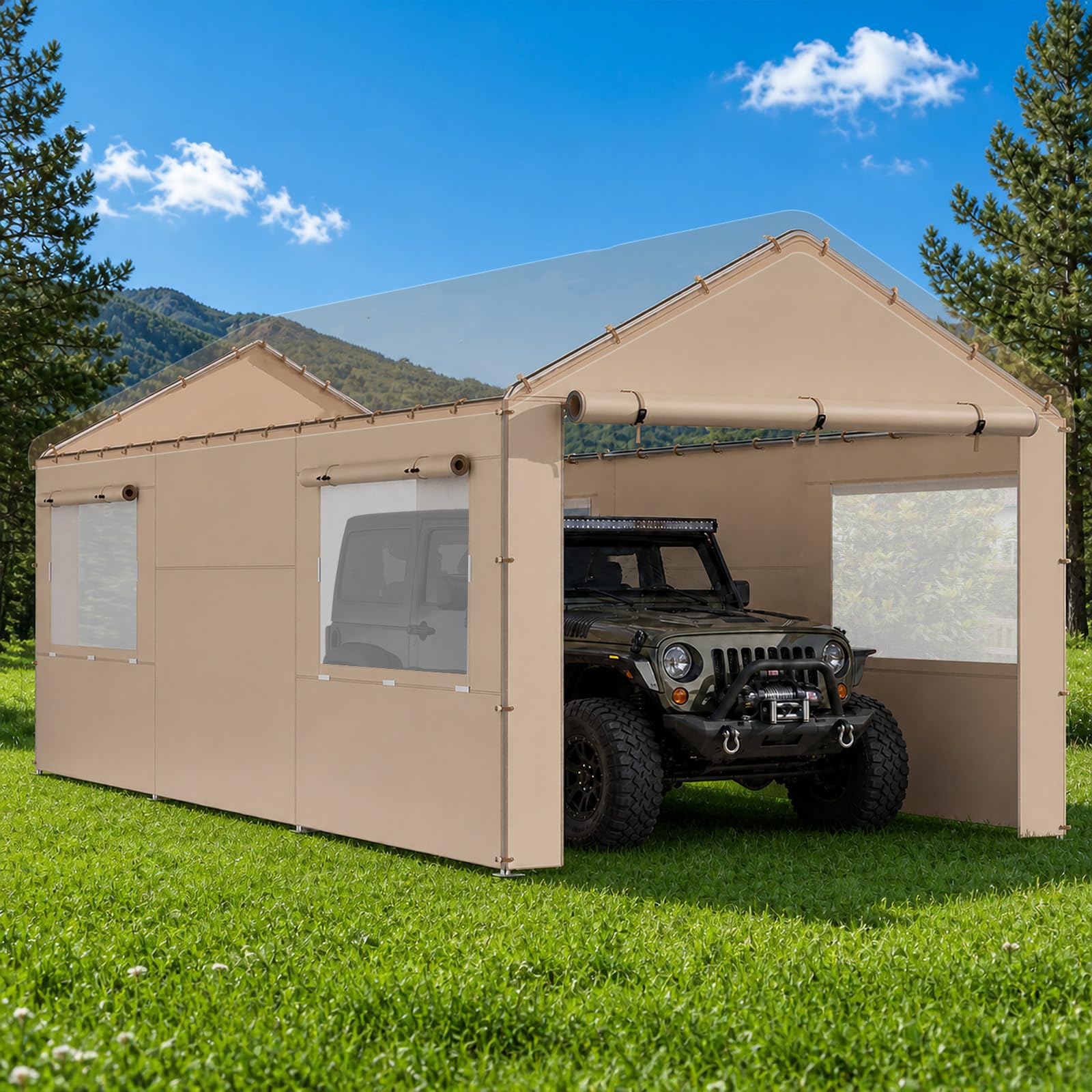 Car Canopy Cover - 10x20 FT Waterproof -9