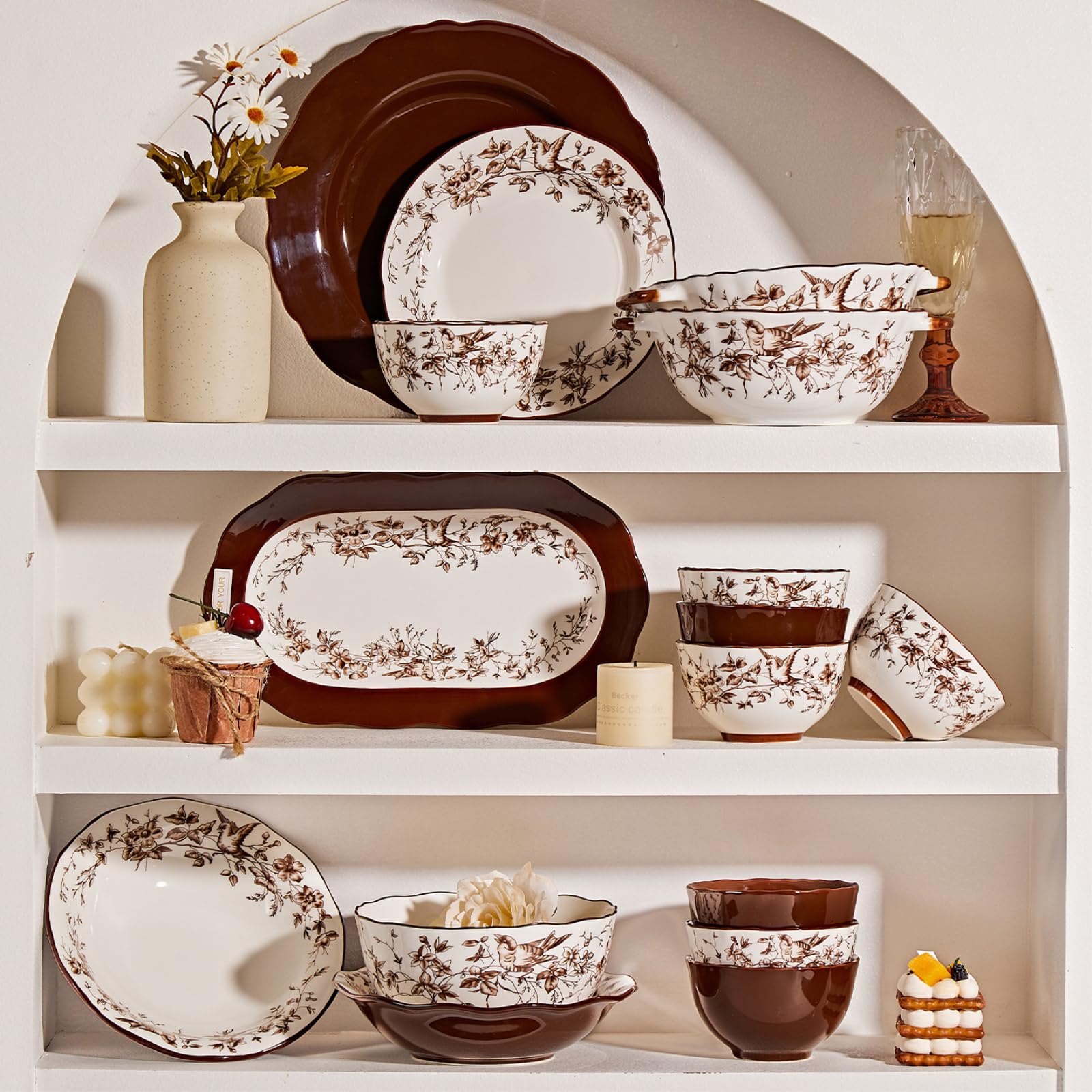 Retro Home Keramik-Schüssel-Set, einfache Persönlichkeit, 22,9 cm, binaurale Schalen, 1 Stück