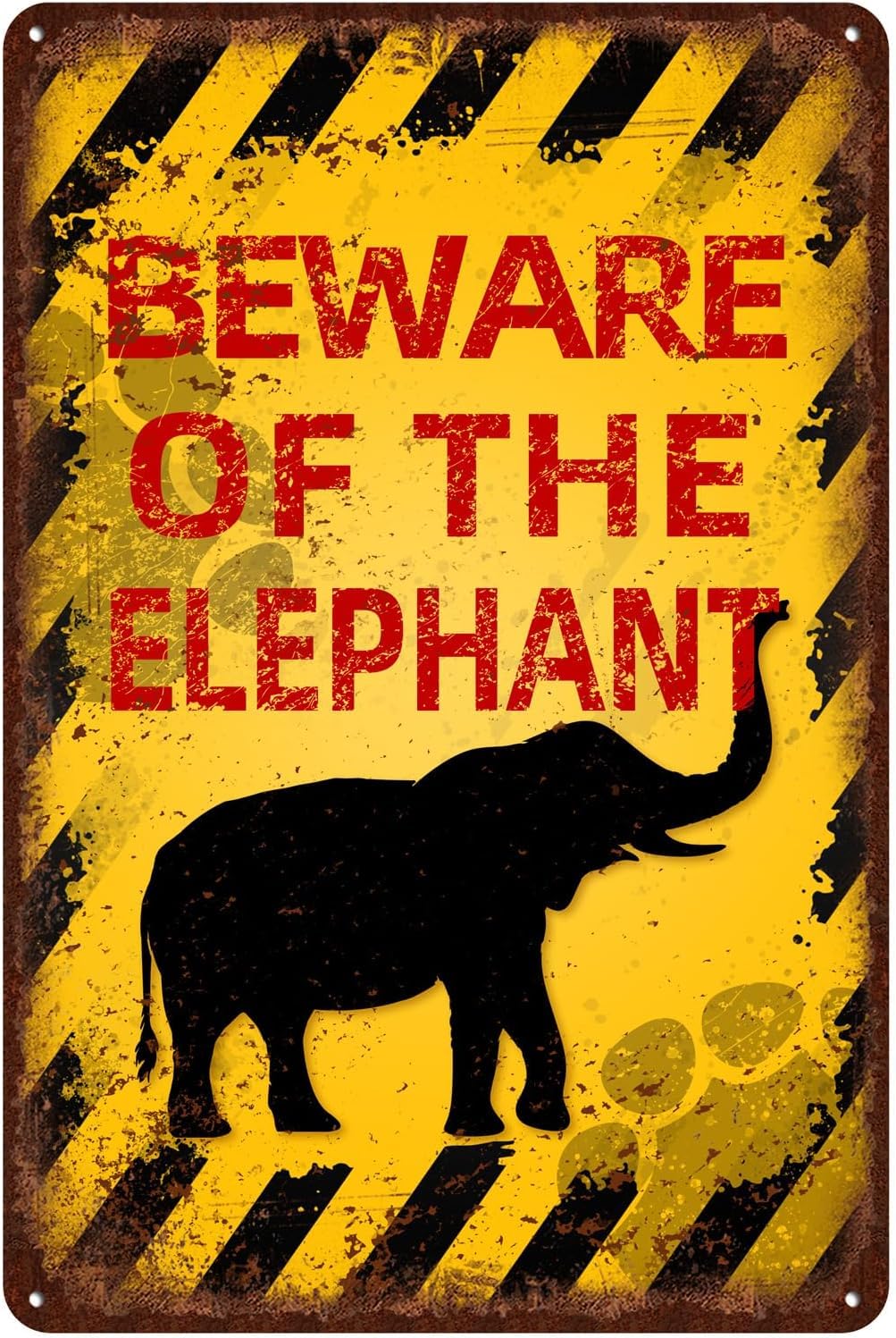 Vintage Elephant Metal Sign Beware of Elephant Aluminum Sign Funny Beware Animal Decor 12x8 Inch