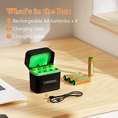 Miniatura 8 de Baterías AA recargables con cargador rápido de 1.5 V, baterías de litio triple a de 3500 mWh de alta capacidad, pilas de litio AA recargables AA con