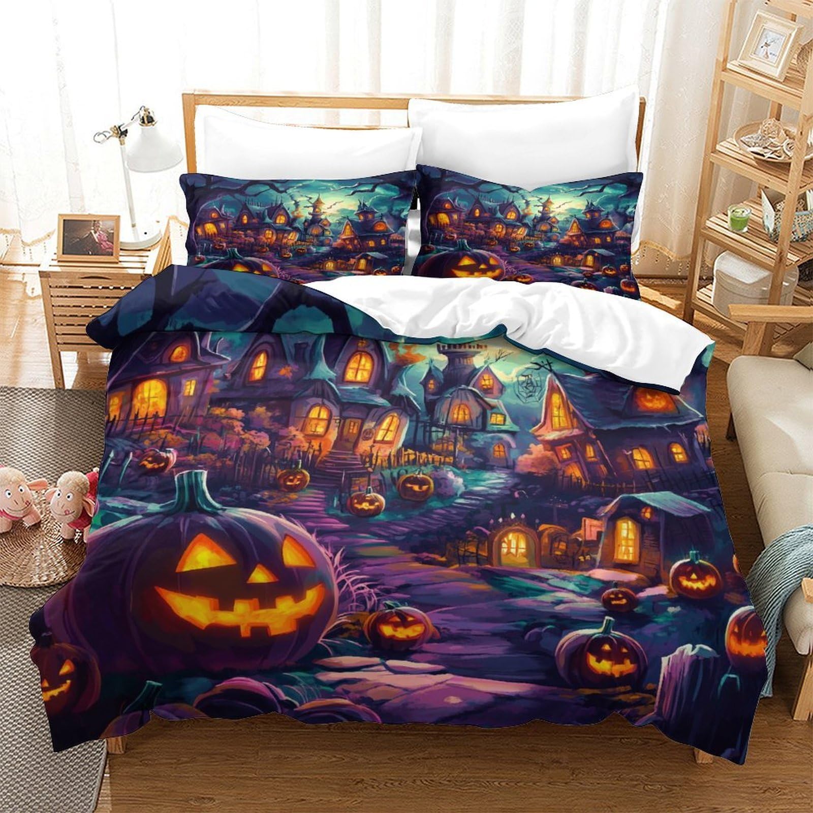 Housse de couette Tour Eiffel 3D lit simple 135x200 linge de lit microfibre ado