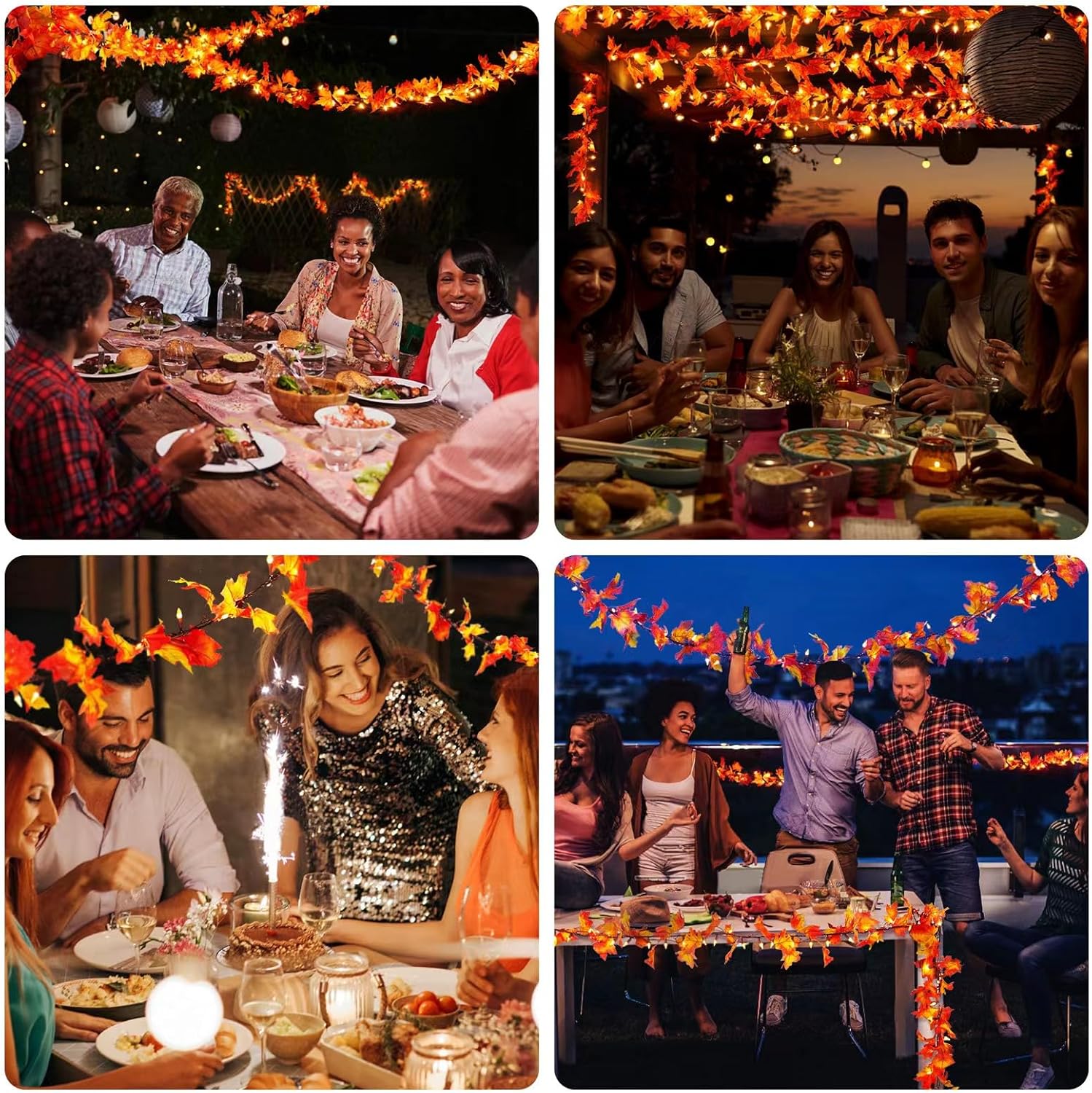 Thanksgiving Decorations for Home 9FT Plug in Thanksgiving Garland with Lights 50 Bulbs Maple Leaves Light, Connectable Fall Lights for Indoor Outdoor Harvest Thanksgivings Home Party Decorations - Image 5