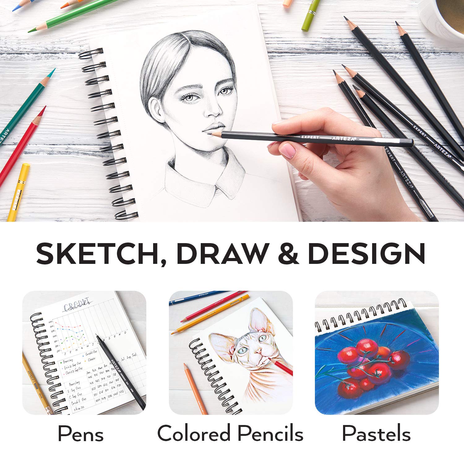 Skizzenbuch-Set, 5 Stück, Je 120 Blatt – A5 (14x21 Cm), Säurefrei, Gebunden