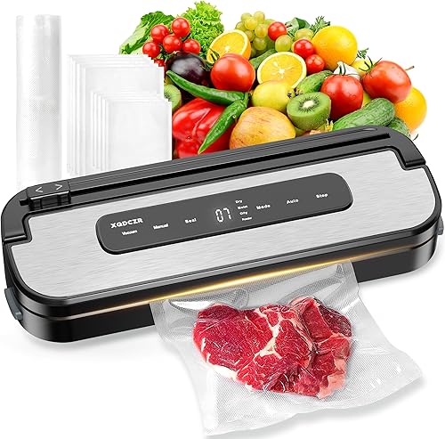 Máquina selladora al vacío, sellador de alimentos, modos de alimentos secos y húmedos, cortador integrado, temporizador digital, EXT-VAC, incluye 20