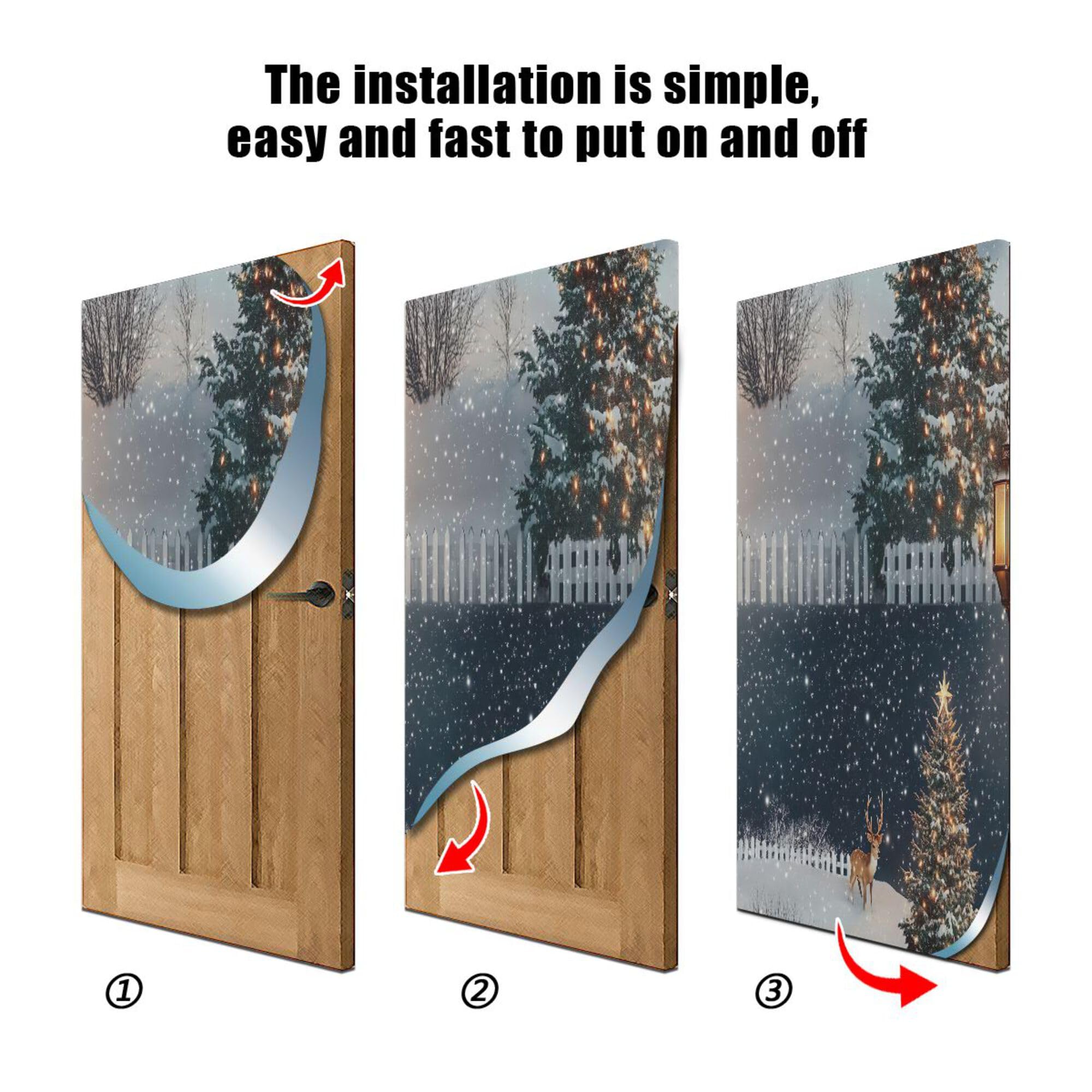 SEHANY Winter Christmas Tree Door Cover Outdoor Decor, High Stretch Fabric Christmas Front Door Cover Christmas Banner Door Cover for Front Door Festive Party Home Decor 36 * 98inch