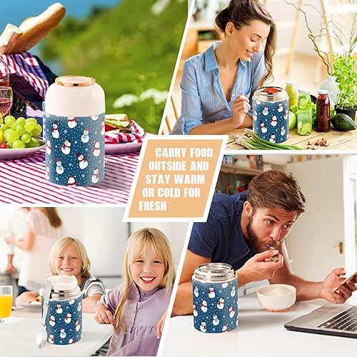 Miniatura 7 de Blue Christmas Snowman Dot Food Jar with Spoon Stainless Steel Vacuum Insulated Food Container 17 oz Food Thermos for Lunch