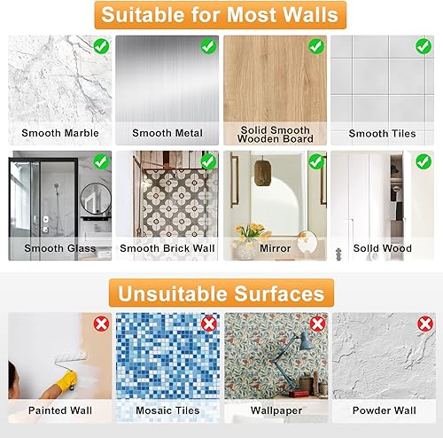 Miniatura 6 de probebi Ganchos adhesivos para colgar resistentes – Paquete de 12 ganchos de pared de 13 libras (máx.), adhesivos e impermeables, sin clavos, para