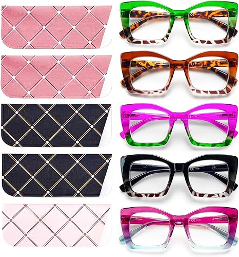 Oversized Square Reading Glasse for Women,Blue Light Blocking Oprah Style Large Frame Computer Readers Spring Hinge