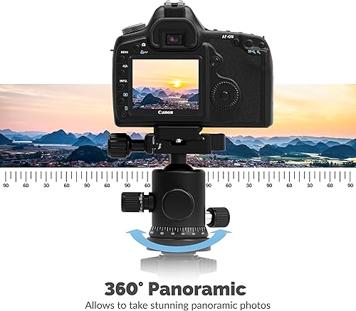 Miniatura 4 de SABRENT Trípode de fibra de carbono de 62 pulgadas con soporte de cámara de 360 grados (TP-CF62)