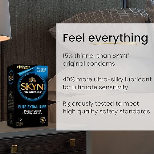 Miniatura 3 de SKYN Elite Extra Lube – Preservativos ultrafinos y lubricados sin látex – Lubricación ultra sedosa para máxima comodidad, 12 unidades (paquete de 2)