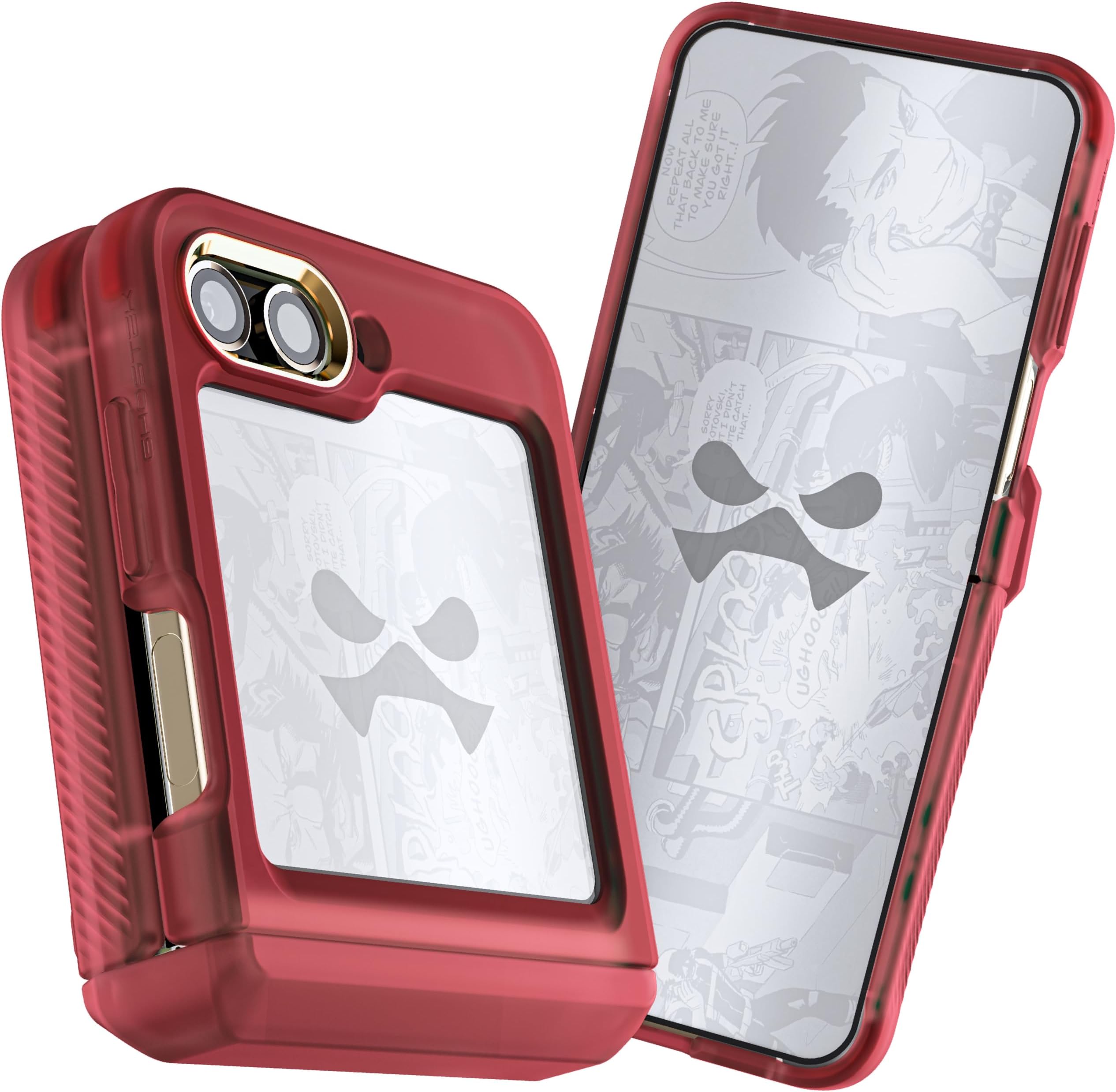 Ghostek COVERT Galaxy ZFlip5 Case Clear with Slim Lightweight Design and Hinge Protection Wireless Charging and PowerShare Compatible Phone Cover Designed for 2023 Samsung Galaxy Z Flip 5 (6.7") (Red)