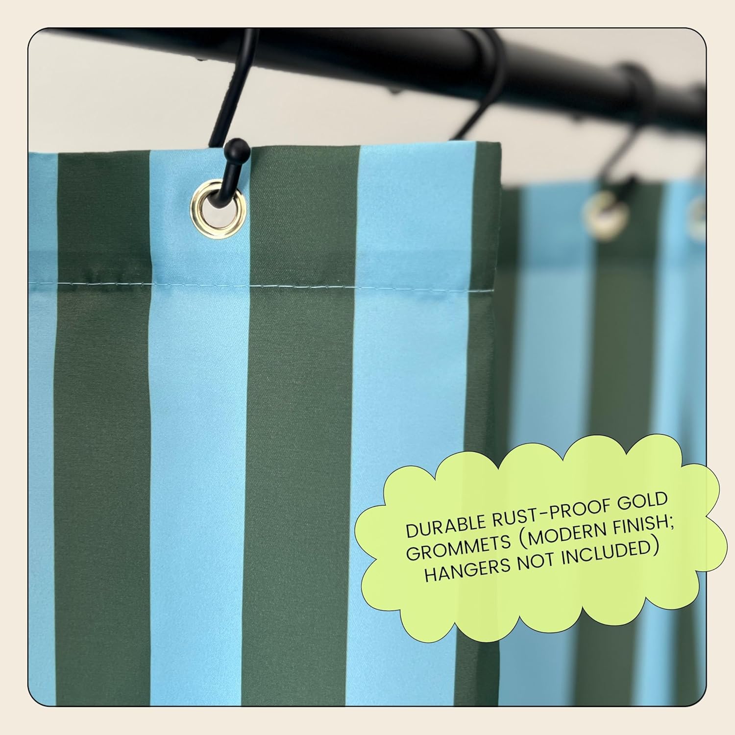 Striped Shower Curtain - Green and Teal Stripes - Modern Coloruful Home Decor - Fabric Shower Curtain for Any Bathroom - 72x72 Inches (Green/Teal Stripes)