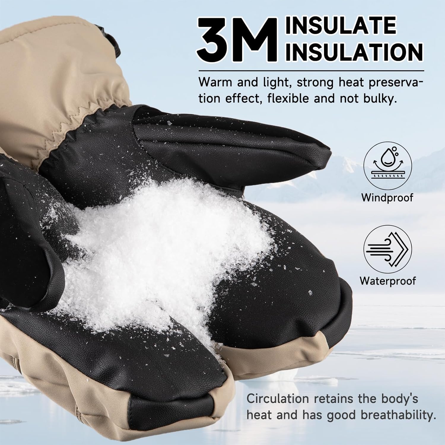 Winter Ski Mittens Men & Women Snow Warm Insulated Waterproof Windproof for Cold We... - Image 4