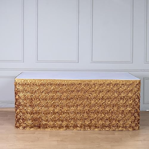 Efavormart Wonderland - Falda de mesa con roseta para cocina, comedor, catering, boda, fiesta de cumpleaños, decoración de eventos, color dorado