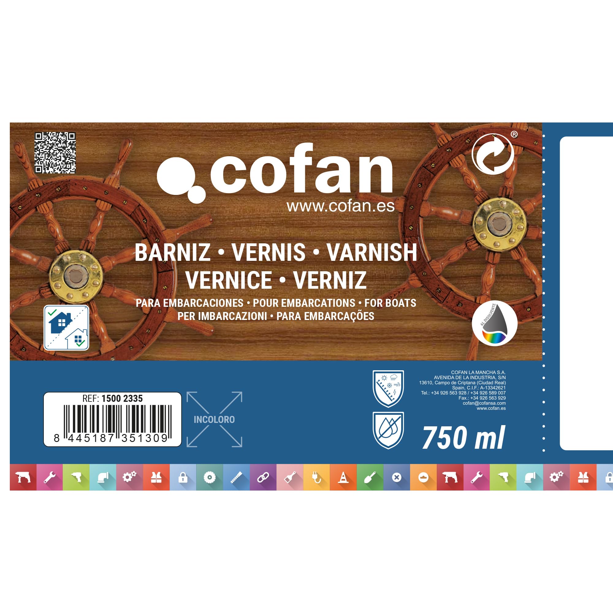 Cofan Barniz para Embarcaciones | Incoloro | Bote de 4 litros