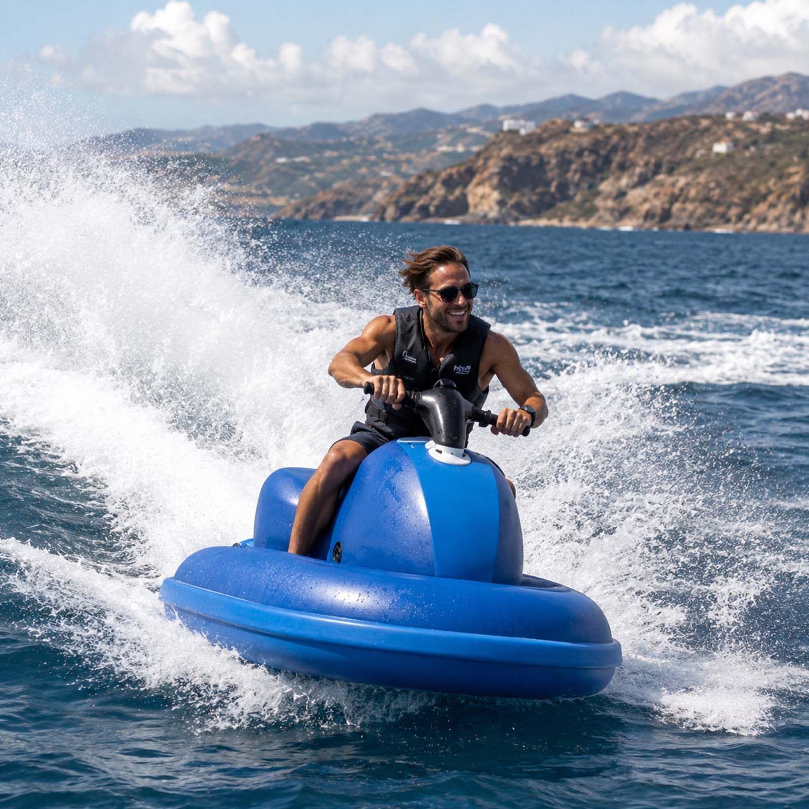 QFGain Electric Inflatable Kayak with Detachable 500W Thruster, Up to 130 Min Runtime, Air Pump, Paddle, SUP Blade, Diving Handle and Dual Fins Boat+500W10A