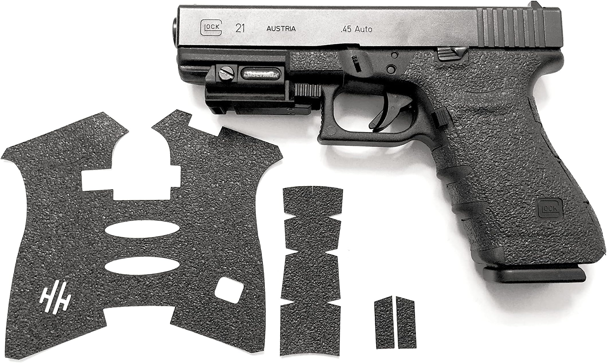 Handleitgrips Gun Grip Tape Compatible with Glock 20 & 21 Gen 4 - Black Textured Rubber Pistol Grip Tape with Red Insert, Easy Installation, Gun Parts & Accessories, Veteran Owned, Made in The USA