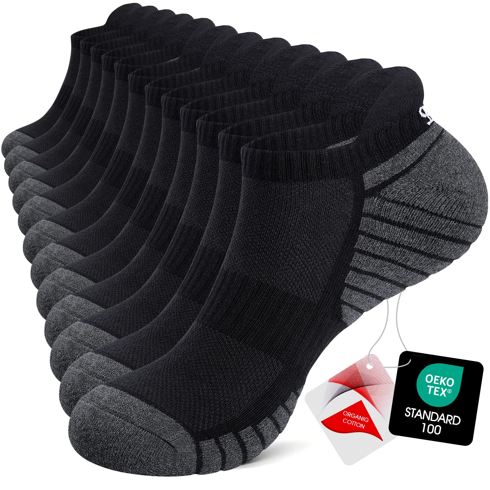 Mens Running Socks Anti-Blister Cushioned Sports Socks Trainer Socks for Men Women Cotton Ankle Socks Low Cut Breathable Athletic Sock(6 Pairs)