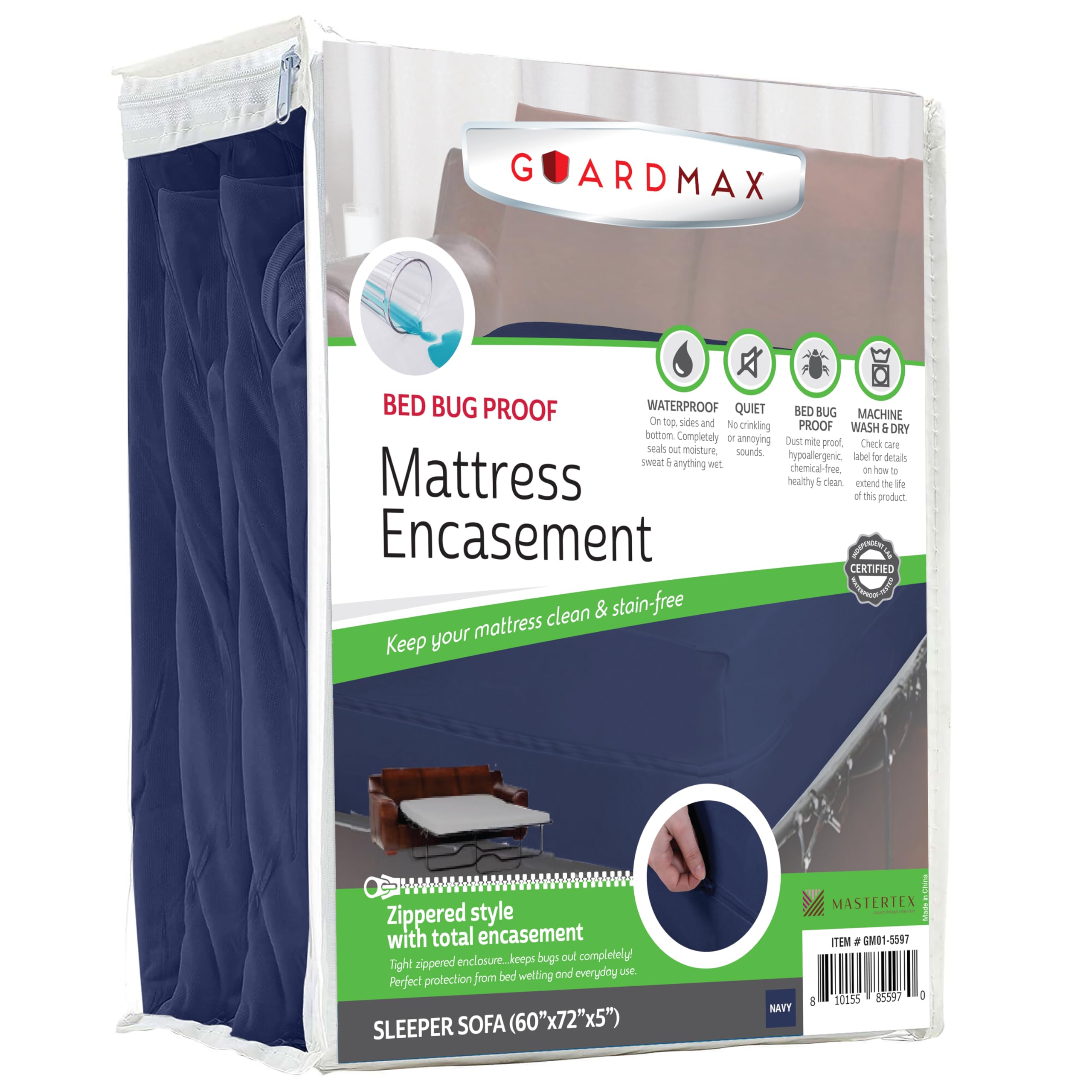 Guardmax Sleeper Sofa Mattress Protector Zippered, Bed Bug Mattress Cover