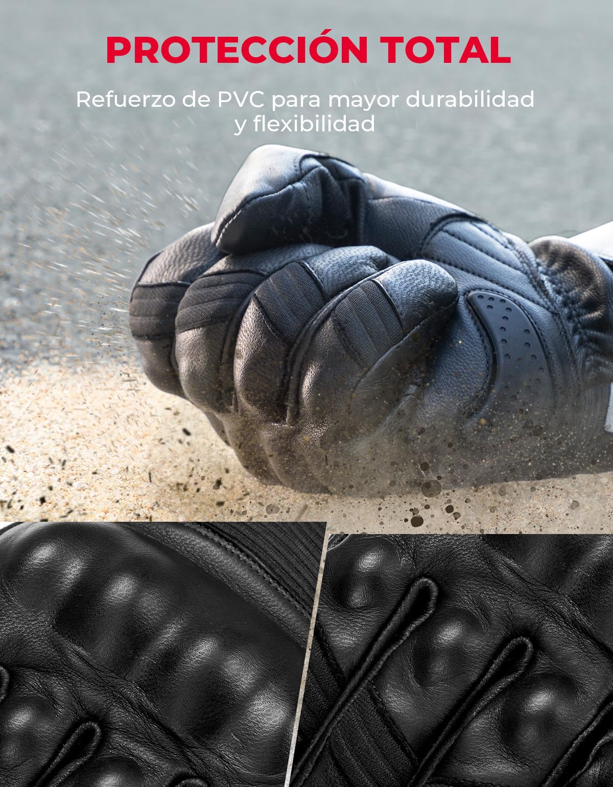 KEMIMOTO Guantes Moto Invierno Piel, Impermeables y Resistentes al Viento, con Pantalla Táctil, para Hombres y Mujeres, Exteriores Actividades de Invierno