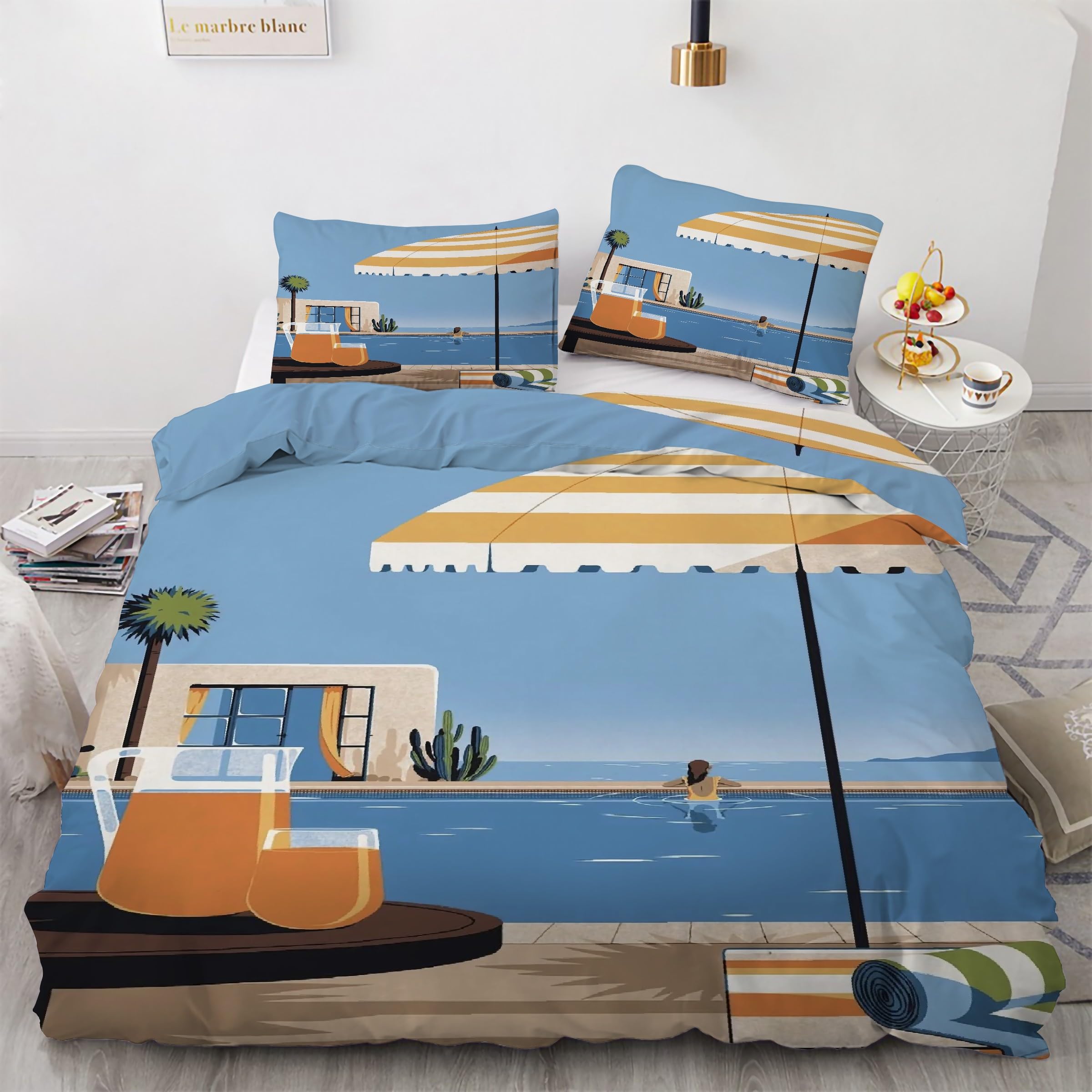 Parure de lit 90x190 vacances housse de couette 3 pièces microfibre KG2168