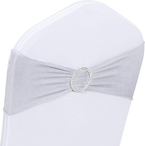 Miniatura 2 de Obstal 50 cintas elásticas de elastano para sillas de recepción de boda, bandas elásticas universales para sillas con hebilla deslizante para