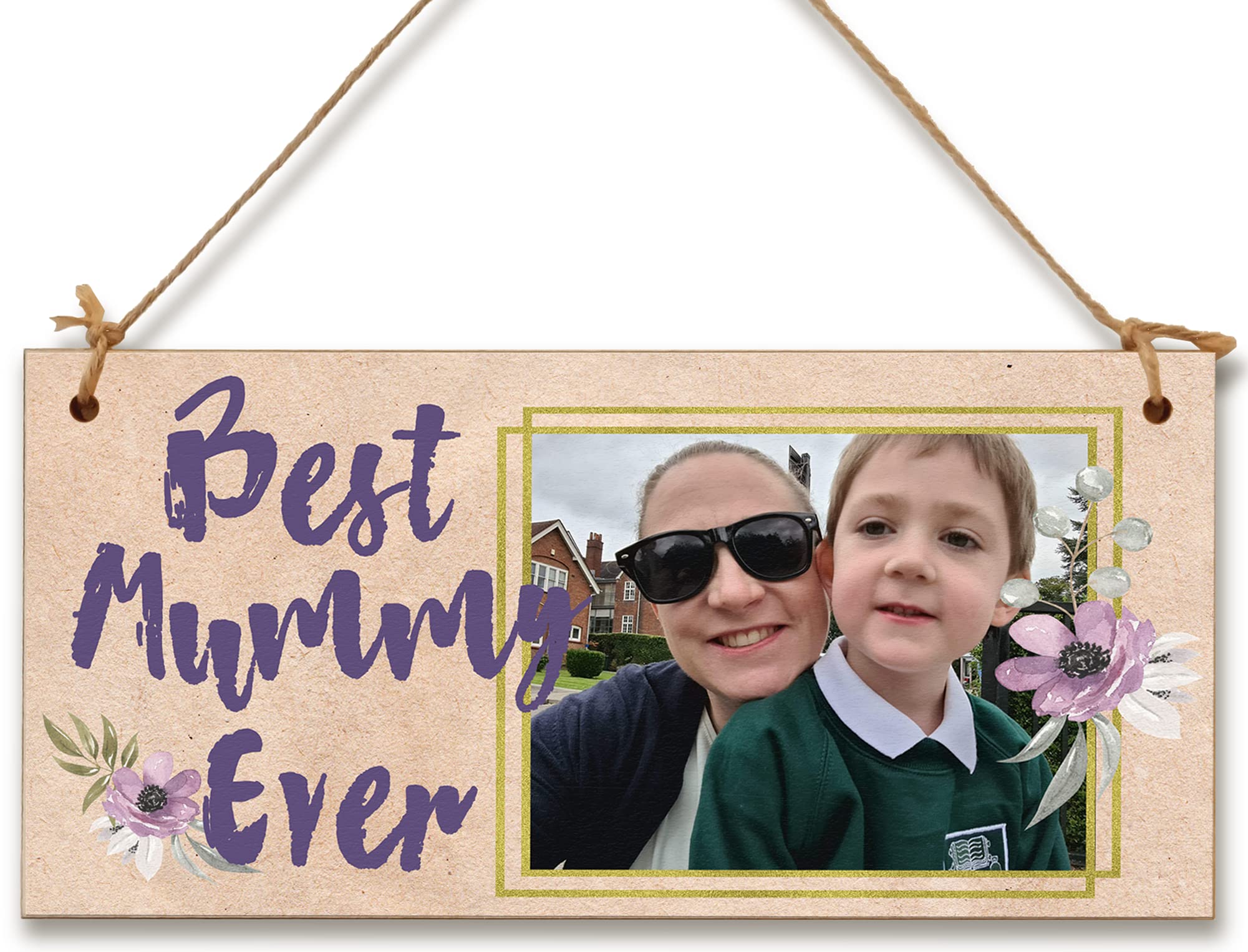 The Plum Penguin Personalised Wooden Plaque With Photo Best Mummy Ever Gift For Mum Family Sentimental Door Sign Hanging Home Decor