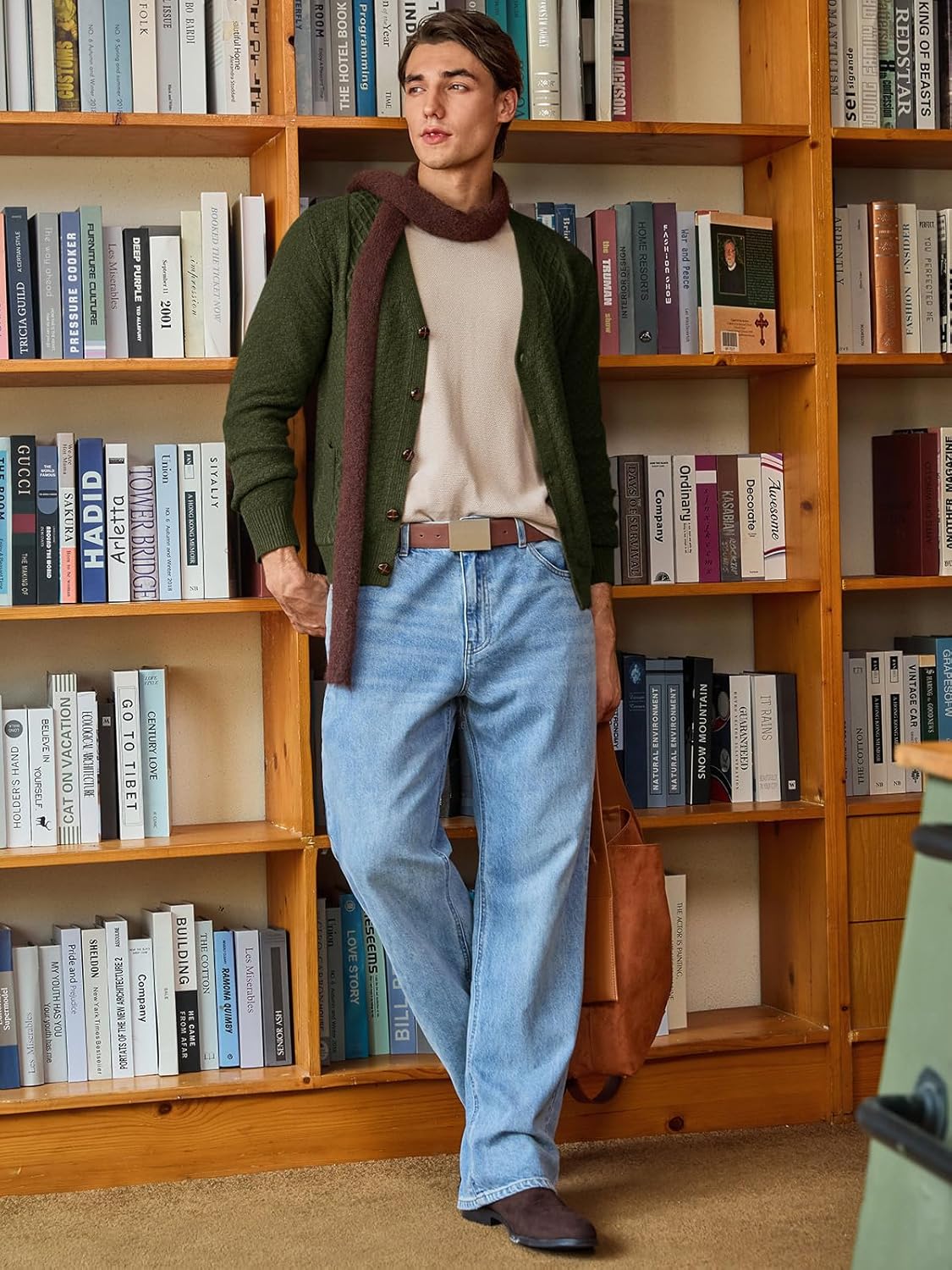 Runcati Mens Cardigan Sweater Casual V Neck Cable Knitted Cardigans Button Down Winter Chunky Sweaters with Pockets - Image 5