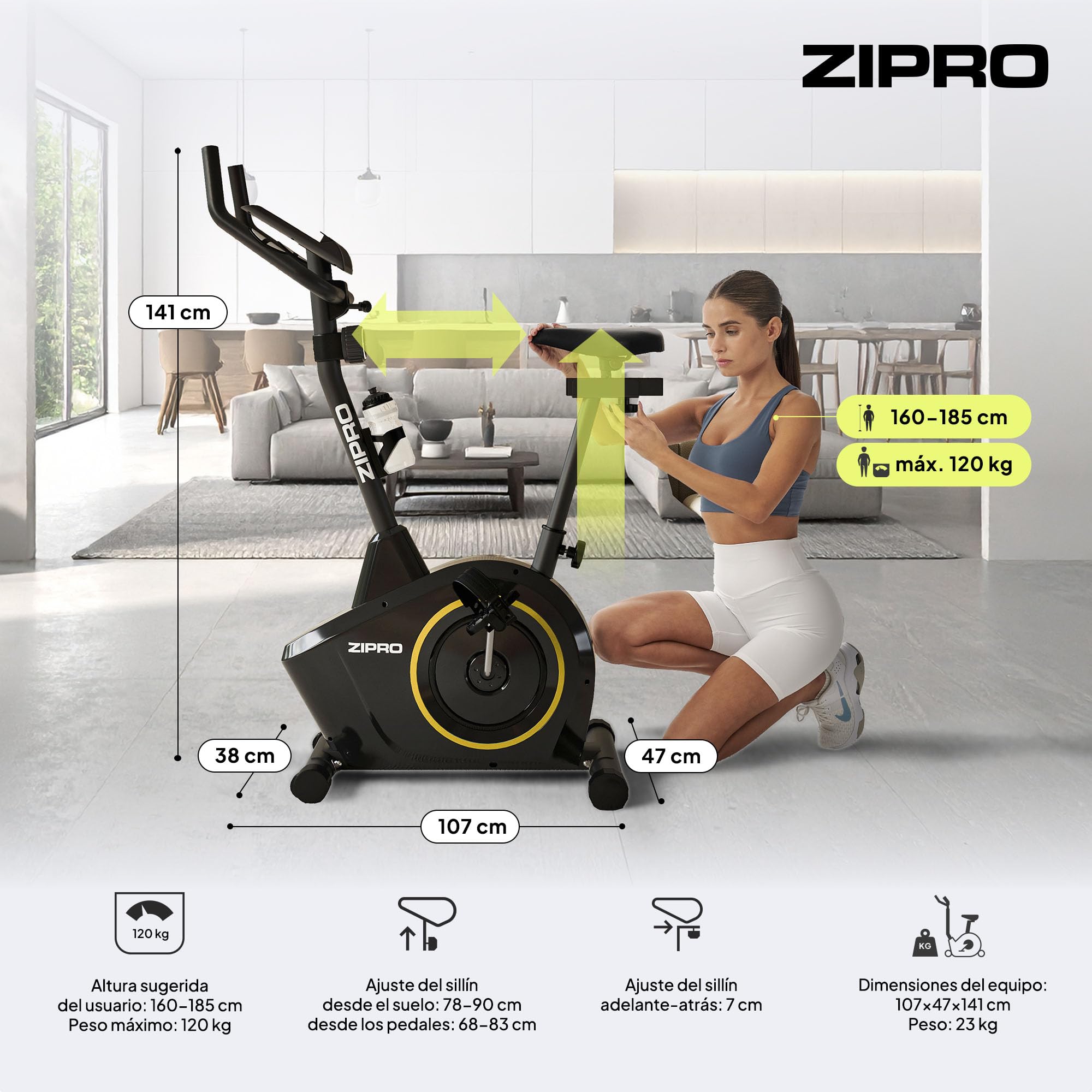 Zipro Bicicleta de entrenamiento en casa Boost, Bicicletas estáticas, Bicicleta magnética de entrenamiento, Bicicleta ergométrica 120kg, Bicicleta de interior, Bicicleta de entrenamiento en casa