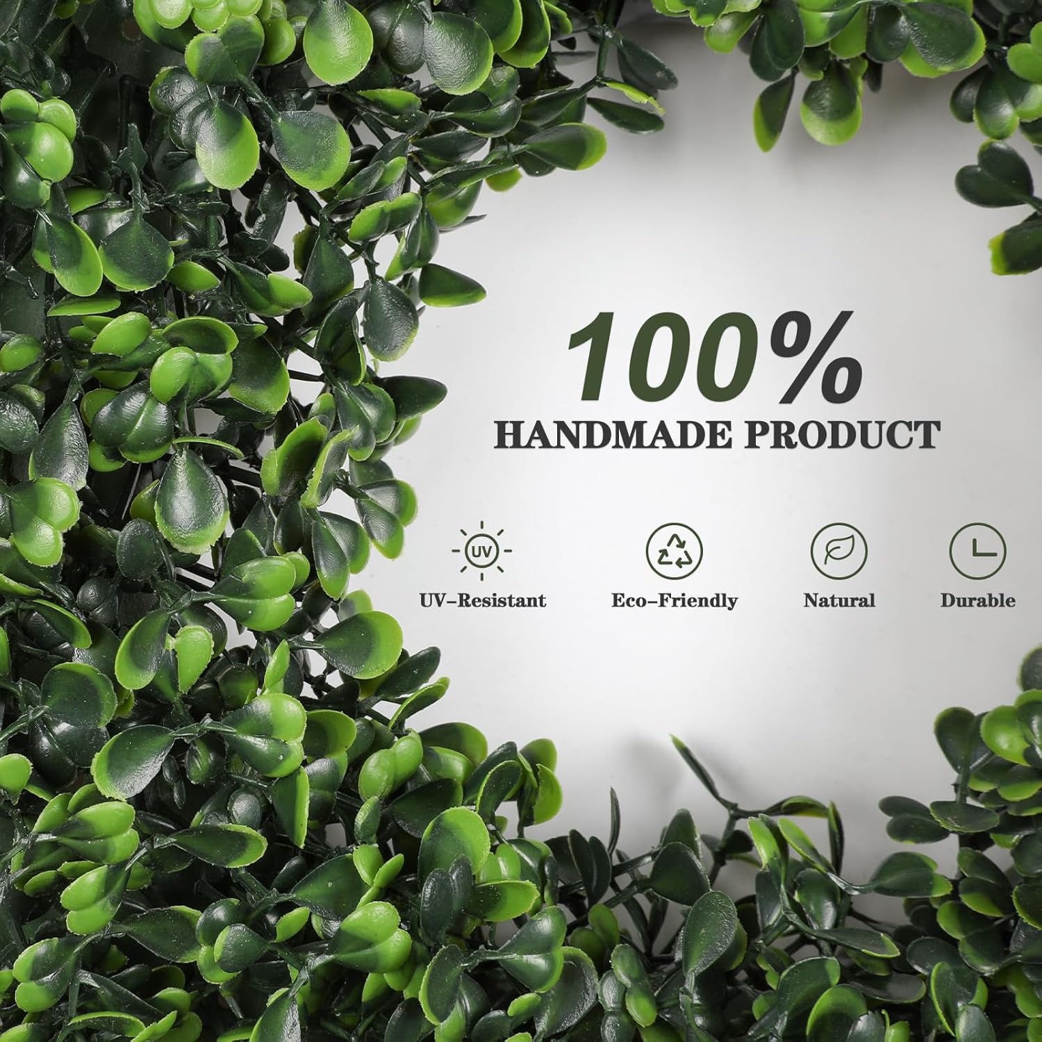 Small Boxwood Wreath 12 Inch Artificial Green Wreath for Front Door UV Resistant - All Seasons Winter Spring Summer - Indoor Outdoor Farmhouse Decor Perfect for Fireplace Cabinet (2pcs) - Image 6