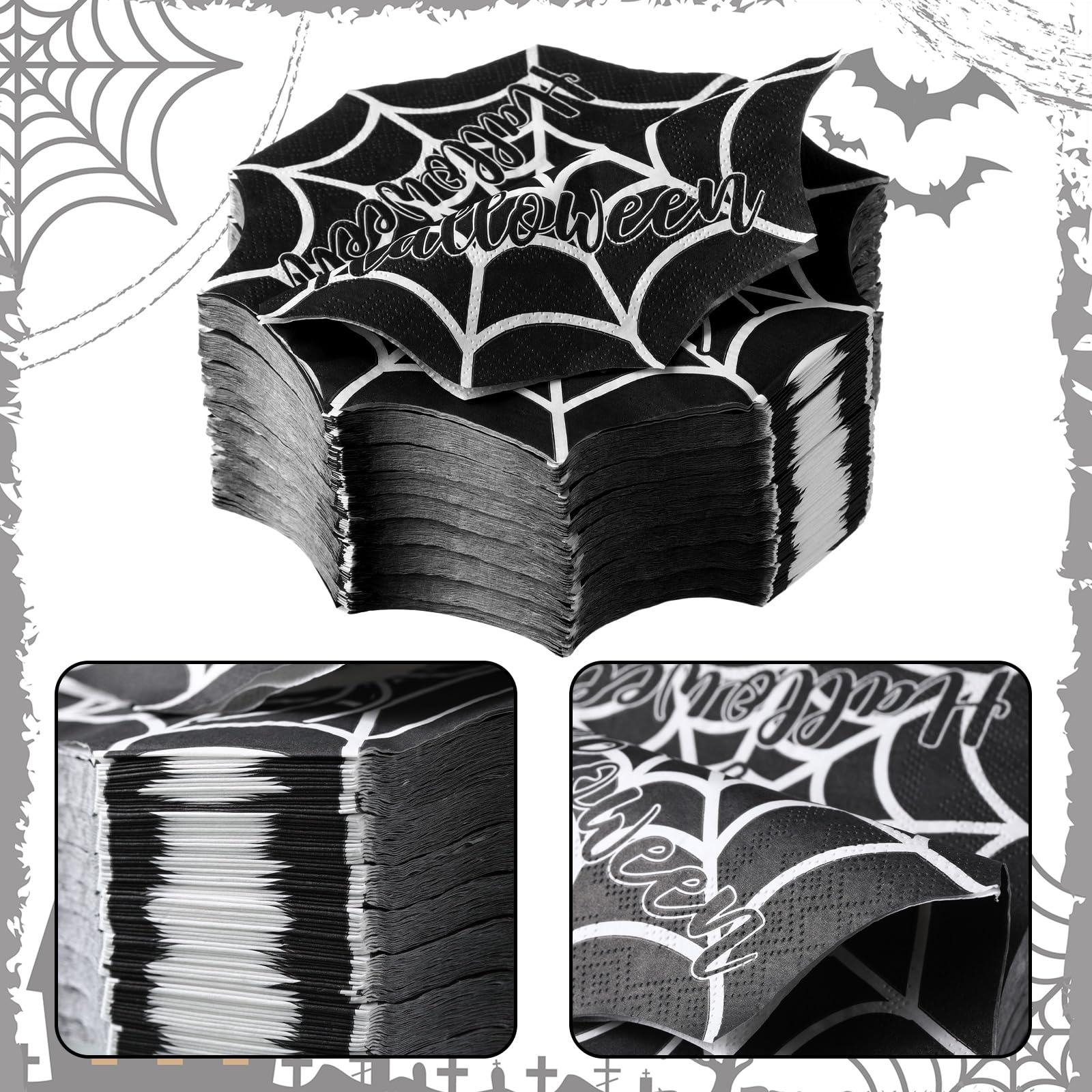 20x Halloween Servietten Mit Geister Motiv 33x33cm - Weiße Papierservietten Für Gruselpartys