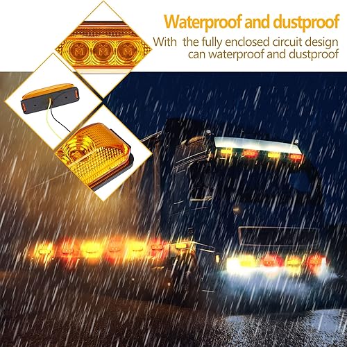 Miniatura 5 de Yahenda 20 piezas de 39 pulgadas 3 luces LED de marcador de remolque impermeables LED para remolque luz de marcador lateral rectangular luces de