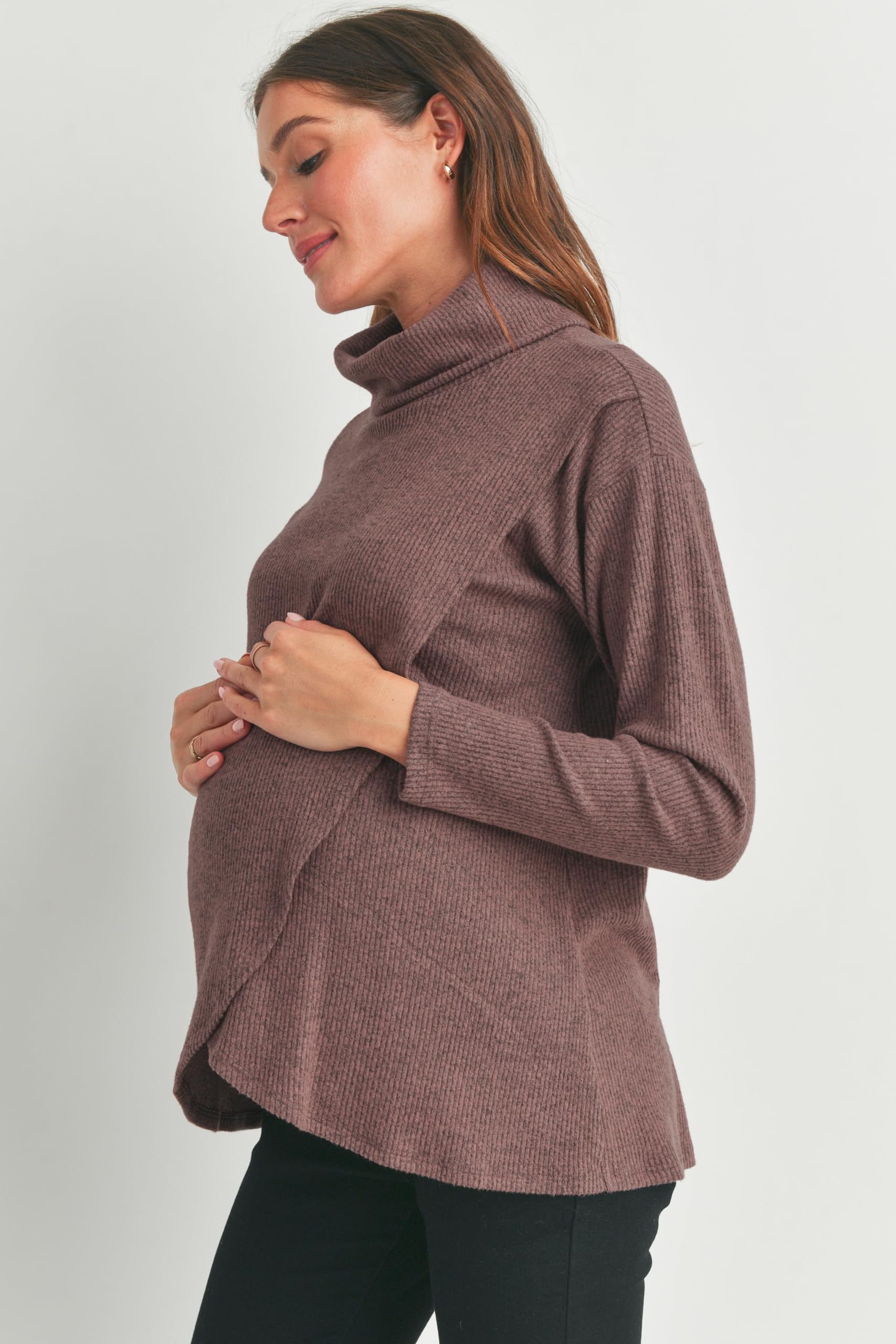 Suéter de lactancia para mujer con cuello alto y cuello alto