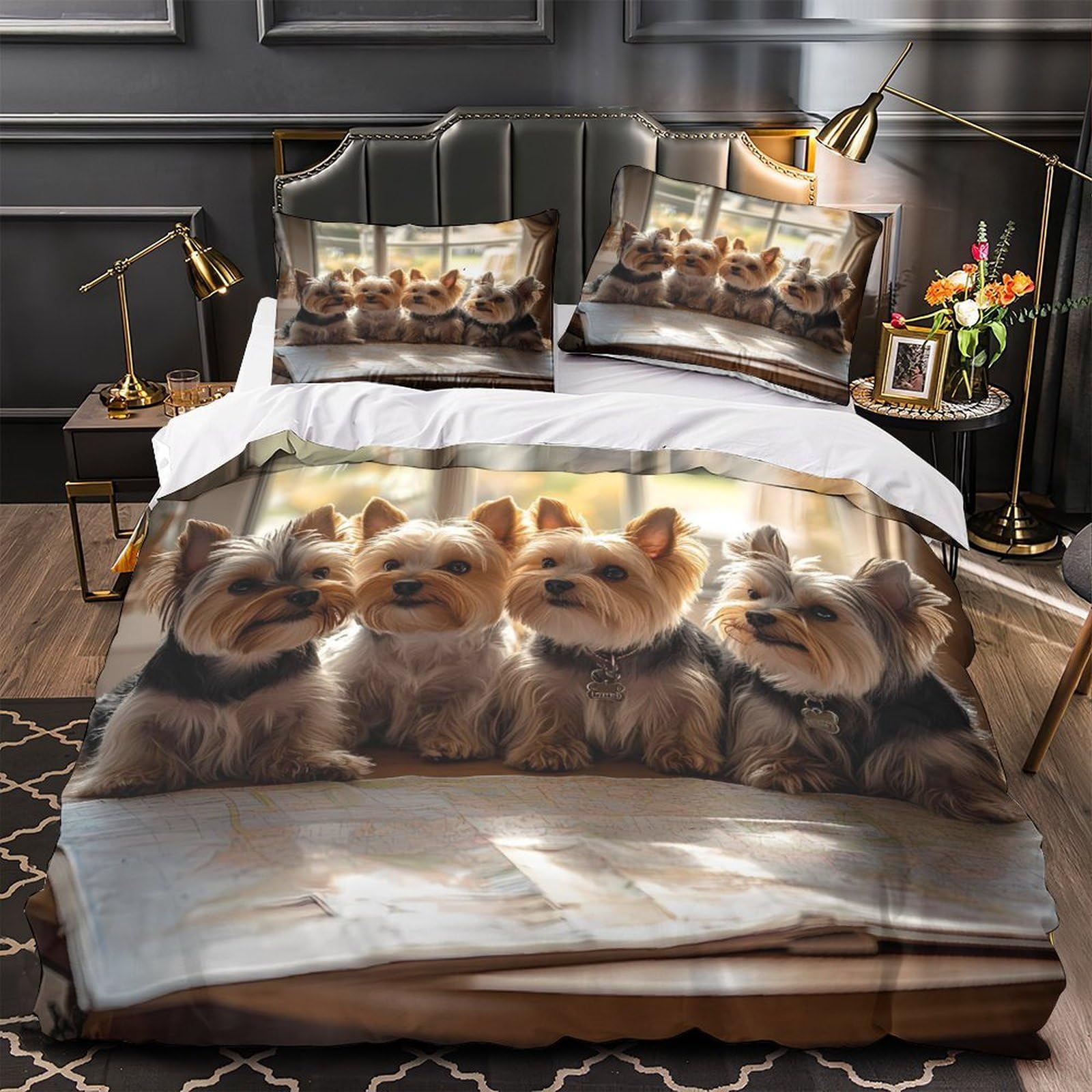Housse de couette Yin-Yang 200x200cm en microfibre 3D hypoallergénique avec fermeture