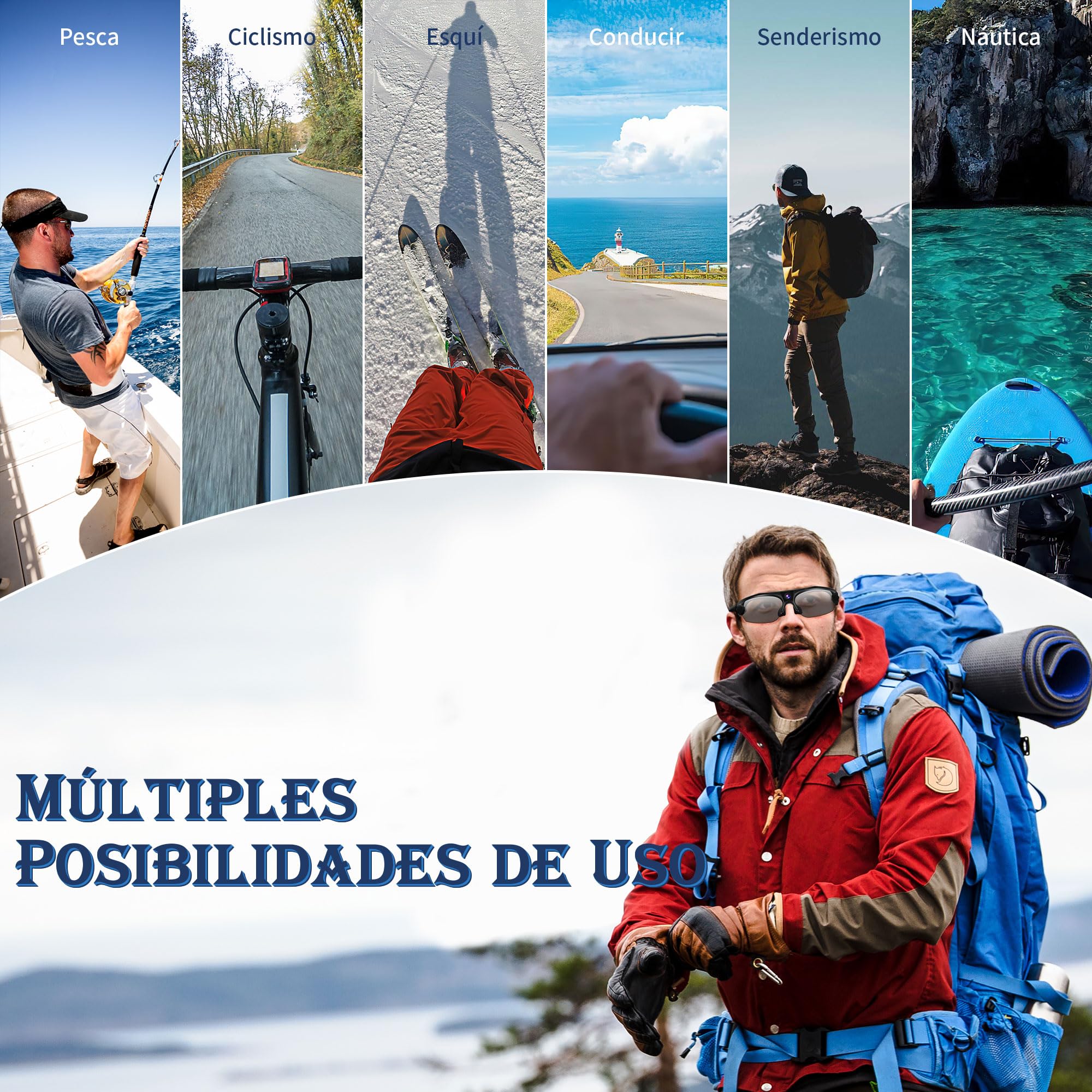 UYIKOO Cámara Espía Gafas de Sol, Mini Camara Oculta WiFi 1080P HD, Gafas con Camara de Deporte Grabación App Protección UV para Deportes al Aire Libre
