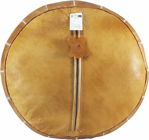 Miniatura 3 de Fezcrafts Puf redondo otomano marroquí de piel de cabra auténtica, de más de 40 colores, puf redondo hecho a mano, reposapiés, para sala de estar,