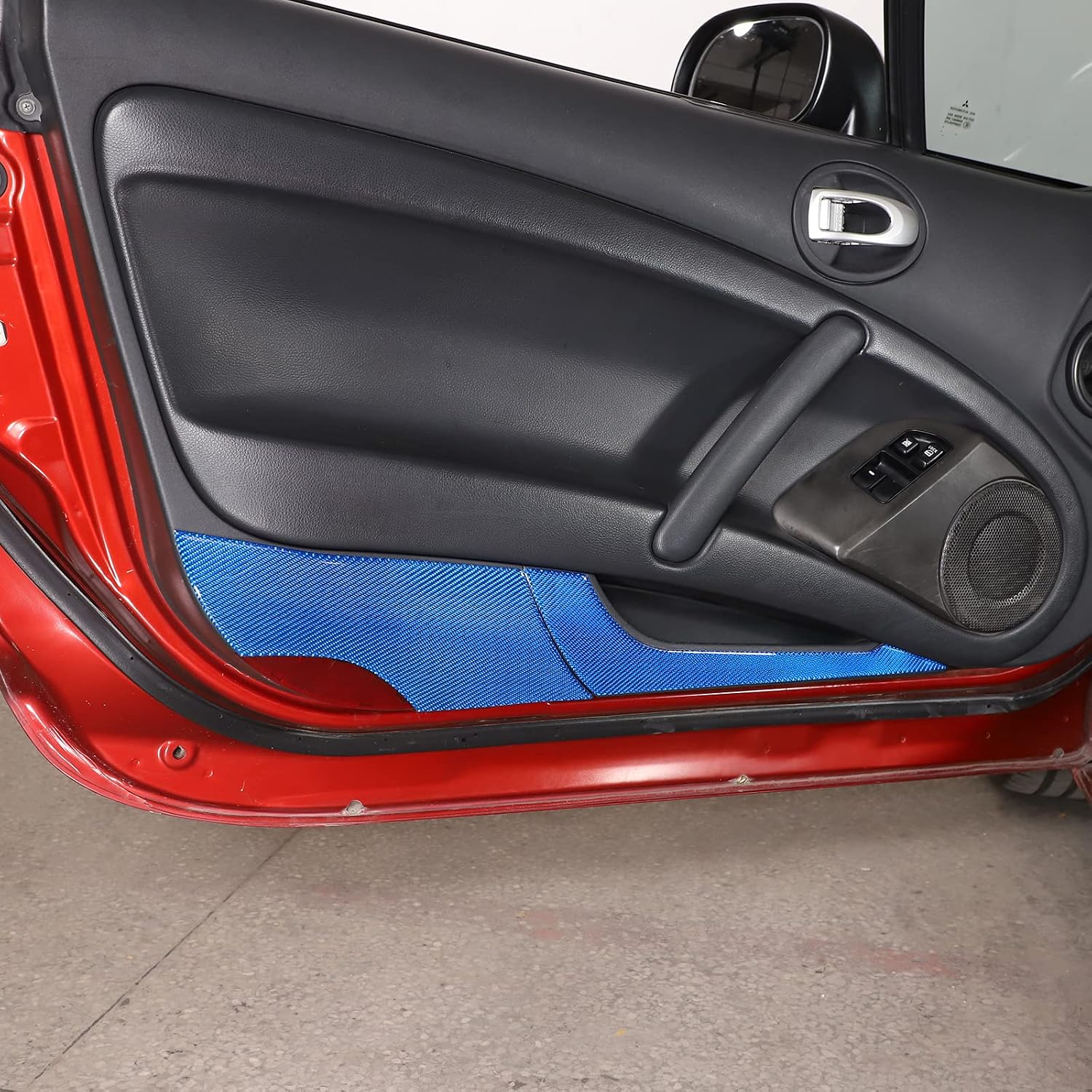 Car Door Anti Kick Mat Sticker Trim 2PCS Compatible with Mitsubishi Eclipse 2006-2011 Soft Carbon Fiber Interior Door Lower Panel Decals Sticker (Style B-Blue Carbon)