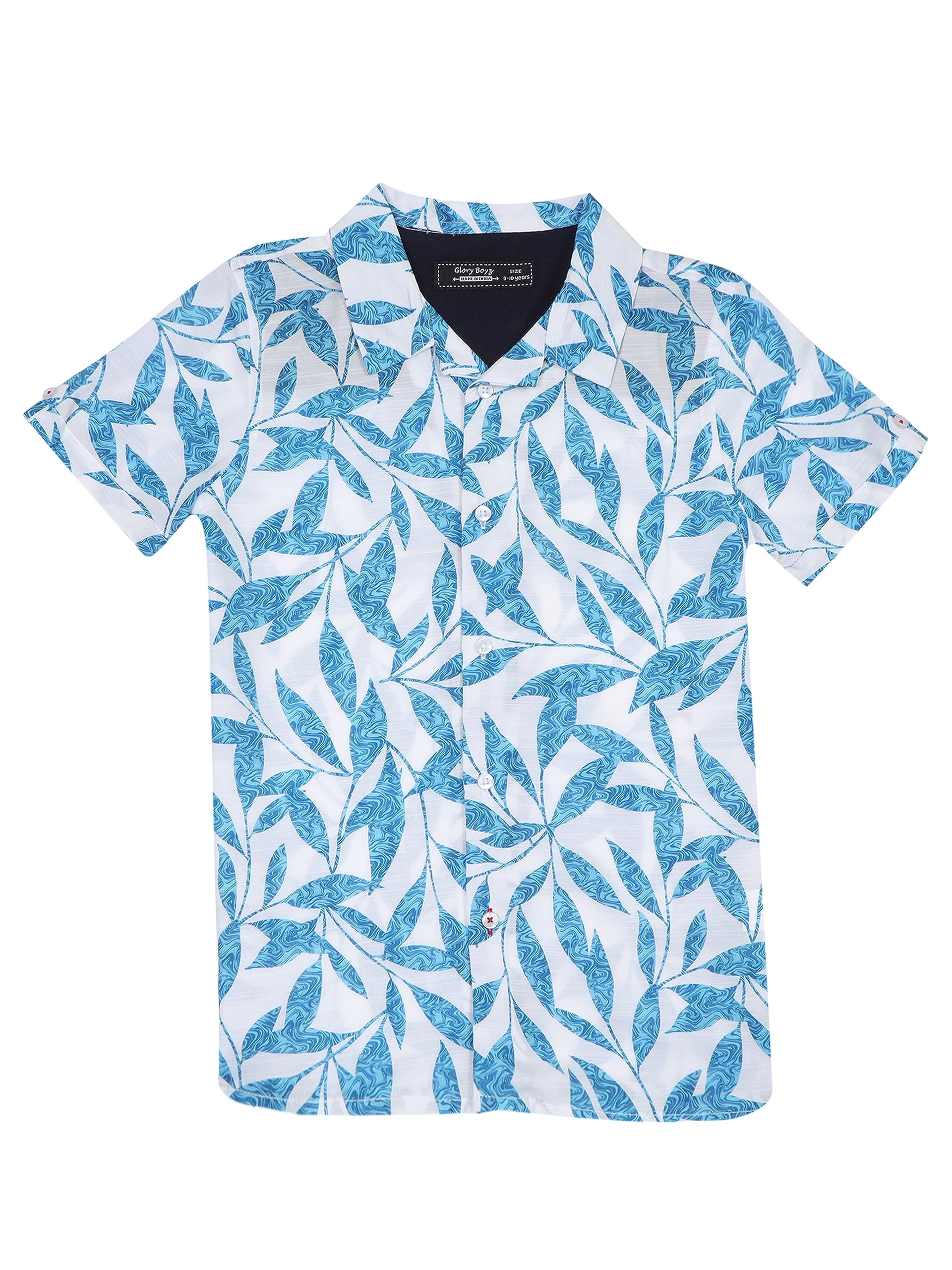 GLORYBOYZ Regular Fit Crackwillow Leaf Printed Soft Comfortable Breathable Beach Party Shirt Kids & Junior Boys Revere Collar Shirt