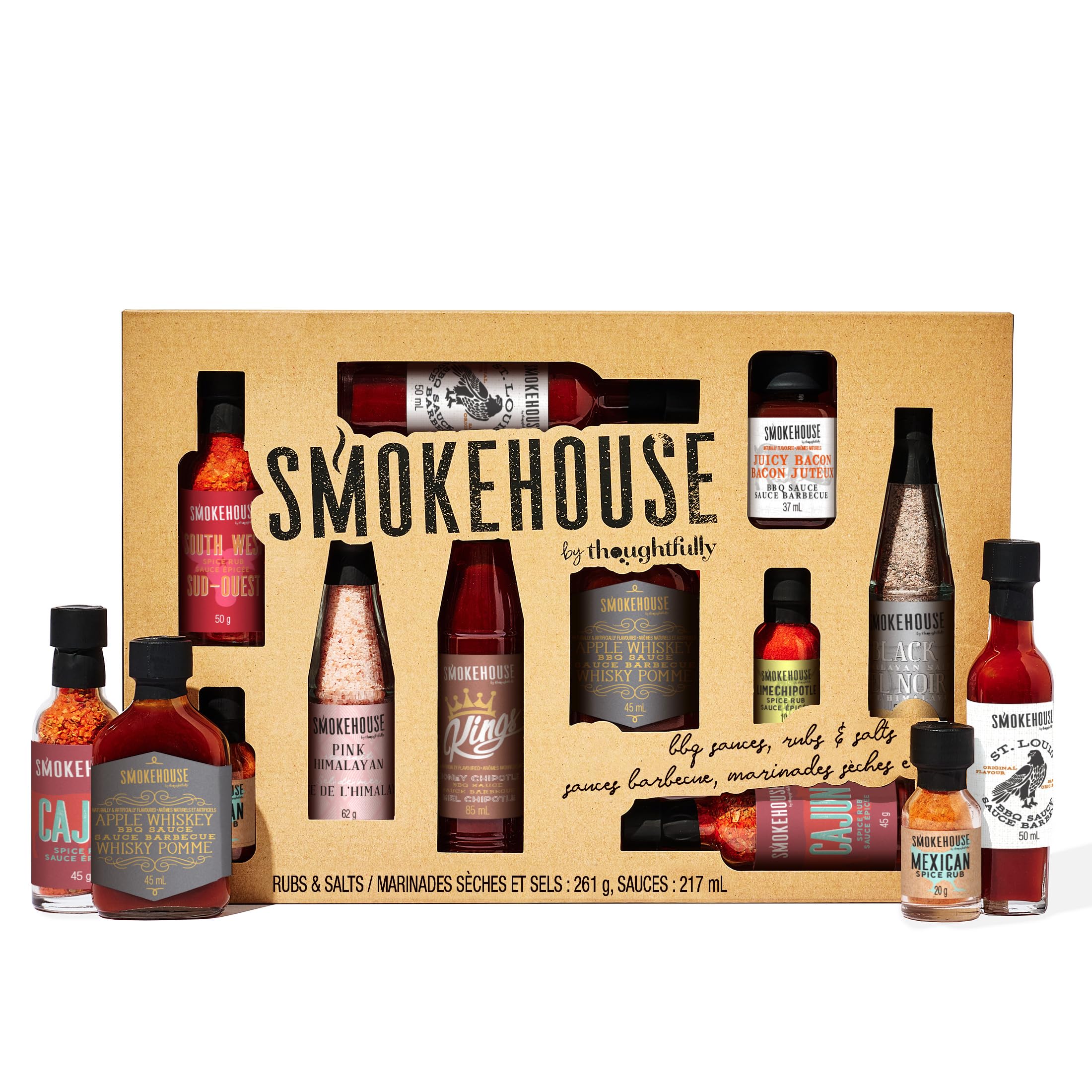 Smokehouse by Thoughtfully – BBQ Grillsaucen Geschenkset mit veganen Saucen, Salzen & Trockenmarinaden – Geschenkbox für Männer, Grill-Fans & BBQ Liebhaber – 10er Set