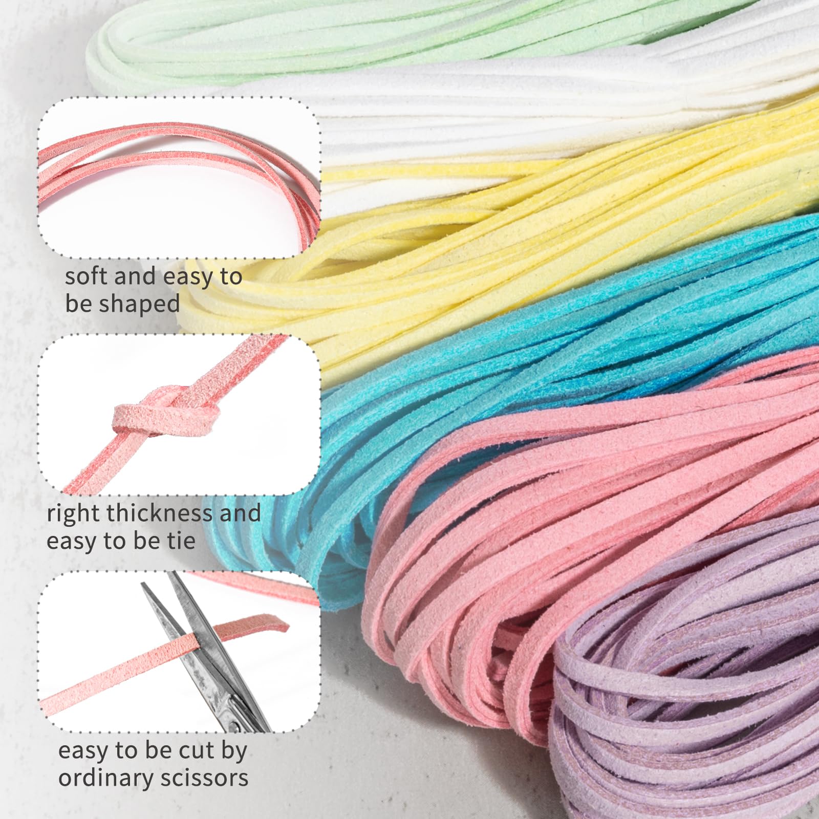 Suede String 6 Bundles X 5 Meters Faux 2.2mm Leather String Flat Naive ...
